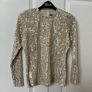 NWT Mila Sequin Corduroy Shirt Womens XS Gold Party Sparkling Date Night